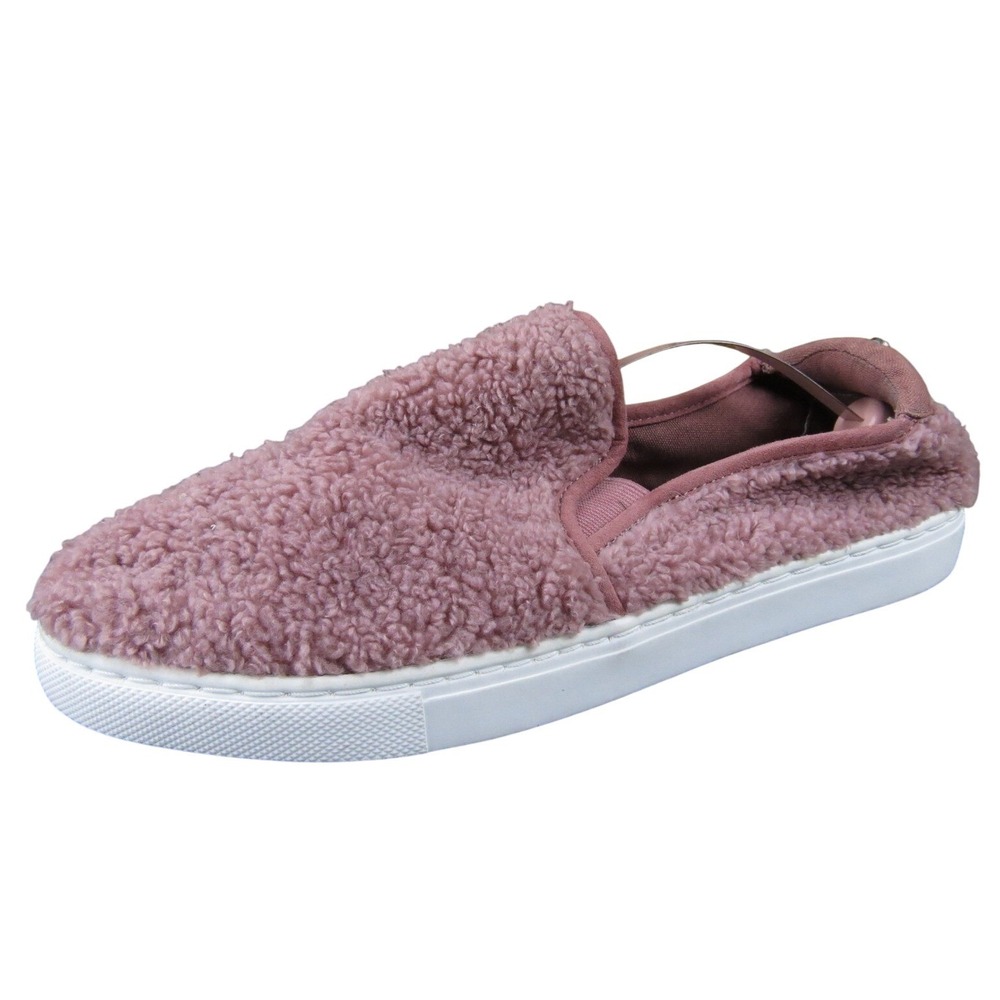 Mad Love Kam Sherpa Women 11 Mauve Pink Faux Shearling Slip-On Casual Sneakers